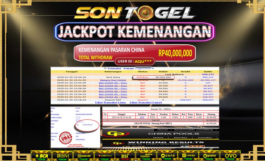 Bukti JP Sontogel kemenangan berapapun akan dibayarkan tuntas tanpa kekurangna sepersenpun langsung saja bermain disitus kami