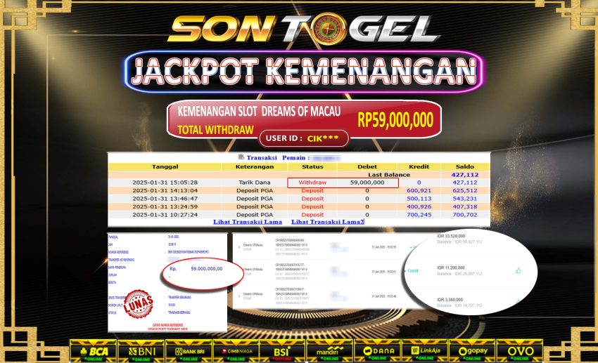 Bukti JP Sontogel kemenangan berapapun akan dibayarkan tuntas tanpa kekurangna sepersenpun langsung saja bermain disitus kami