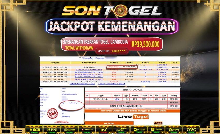 Bukti JP Sontogel kemenangan berapapun akan dibayarkan tuntas tanpa kekurangna sepersenpun langsung saja bermain disitus kami