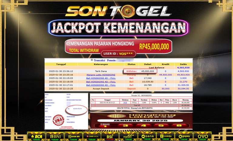 Bukti JP Sontogel kemenangan berapapun akan dibayarkan tuntas tanpa kekurangna sepersenpun langsung saja bermain disitus kami