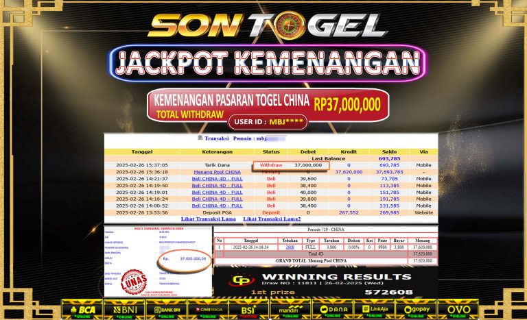 Bukti JP Sontogel kemenangan berapapun akan dibayarkan tuntas tanpa kekurangna sepersenpun langsung saja bermain disitus kami