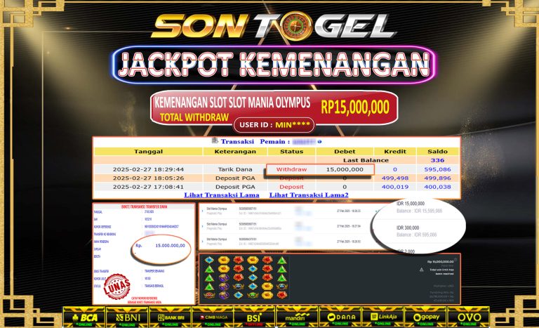 Bukti JP Sontogel kemenangan berapapun akan dibayarkan tuntas tanpa kekurangna sepersenpun langsung saja bermain disitus kami