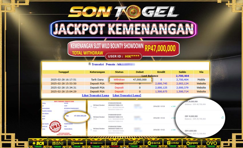 Bukti JP Sontogel kemenangan berapapun akan dibayarkan tuntas tanpa kekurangna sepersenpun langsung saja bermain disitus kami