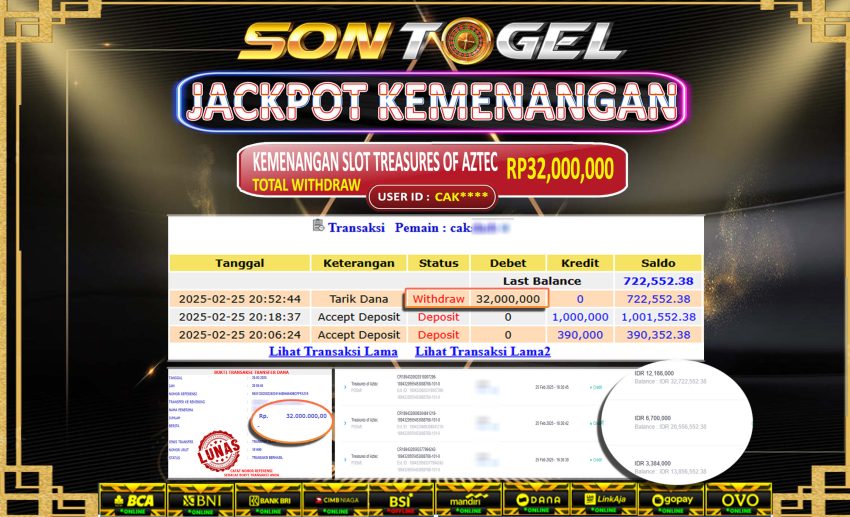 Bukti JP Sontogel kemenangan berapapun akan dibayarkan tuntas tanpa kekurangna sepersenpun langsung saja bermain disitus kami