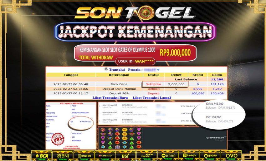 Bukti JP Sontogel kemenangan berapapun akan dibayarkan tuntas tanpa kekurangna sepersenpun langsung saja bermain disitus kami