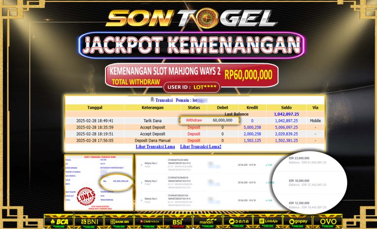 Bukti JP Sontogel kemenangan berapapun akan dibayarkan tuntas tanpa kekurangna sepersenpun langsung saja bermain disitus kami