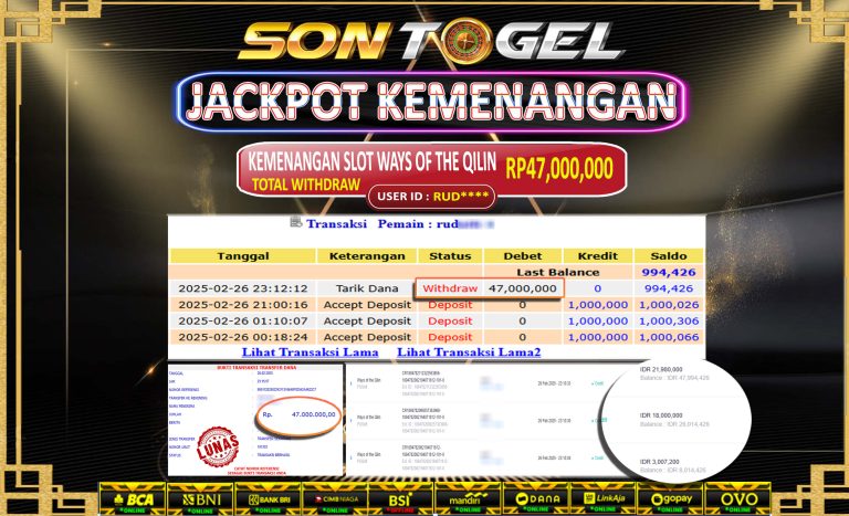 Bukti JP Sontogel kemenangan berapapun akan dibayarkan tuntas tanpa kekurangna sepersenpun langsung saja bermain disitus kami