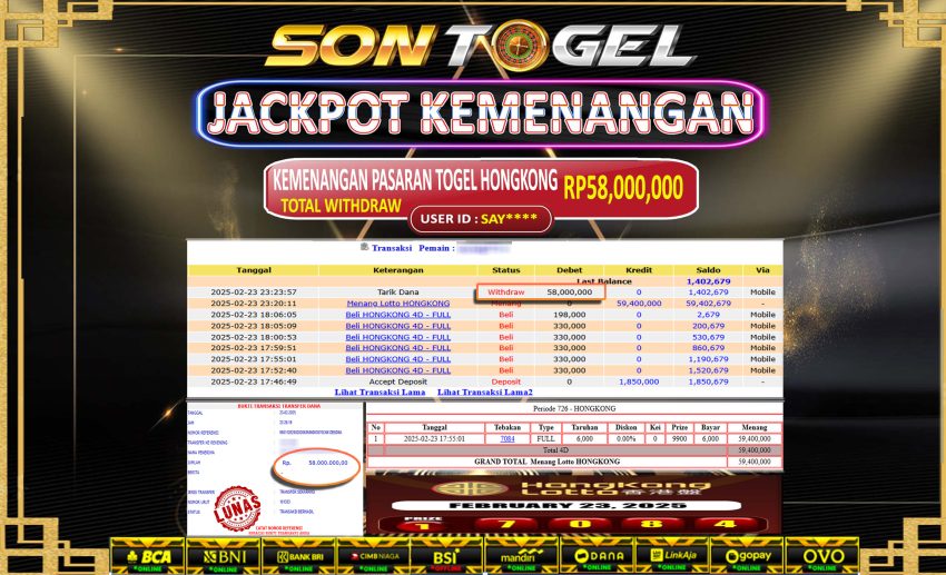 Bukti JP Sontogel kemenangan berapapun akan dibayarkan tuntas tanpa kekurangna sepersenpun langsung saja bermain disitus kami