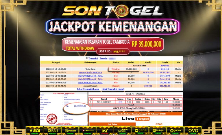 Bukti JP Sontogel kemenangan berapapun akan dibayarkan tuntas tanpa kekurangna sepersenpun langsung saja bermain disitus kami