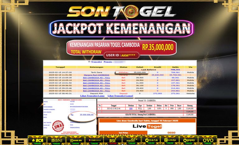 Bukti JP Sontogel kemenangan berapapun akan dibayarkan tuntas tanpa kekurangna sepersenpun langsung saja bermain disitus kami