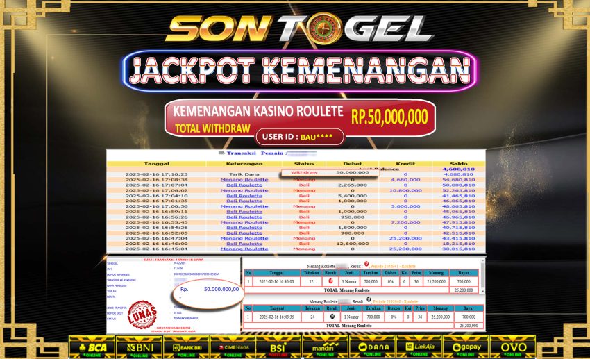 Bukti JP Sontogel kemenangan berapapun akan dibayarkan tuntas tanpa kekurangna sepersenpun langsung saja bermain disitus kami