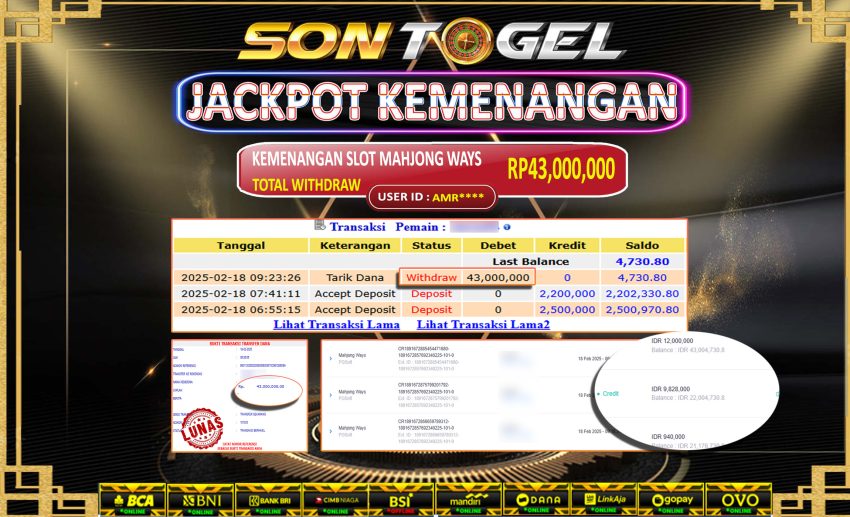 Bukti JP Sontogel kemenangan berapapun akan dibayarkan tuntas tanpa kekurangna sepersenpun langsung saja bermain disitus kami