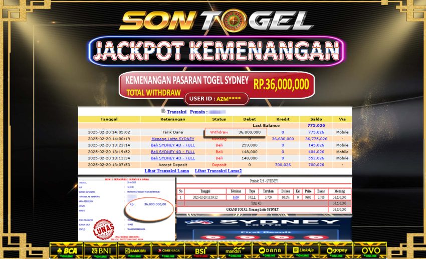 Bukti JP Sontogel kemenangan berapapun akan dibayarkan tuntas tanpa kekurangna sepersenpun langsung saja bermain disitus kami