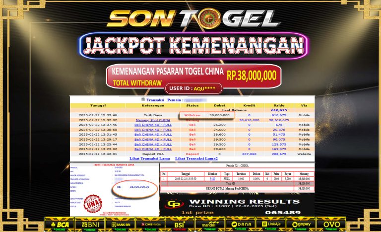 Bukti JP Sontogel kemenangan berapapun akan dibayarkan tuntas tanpa kekurangna sepersenpun langsung saja bermain disitus kami