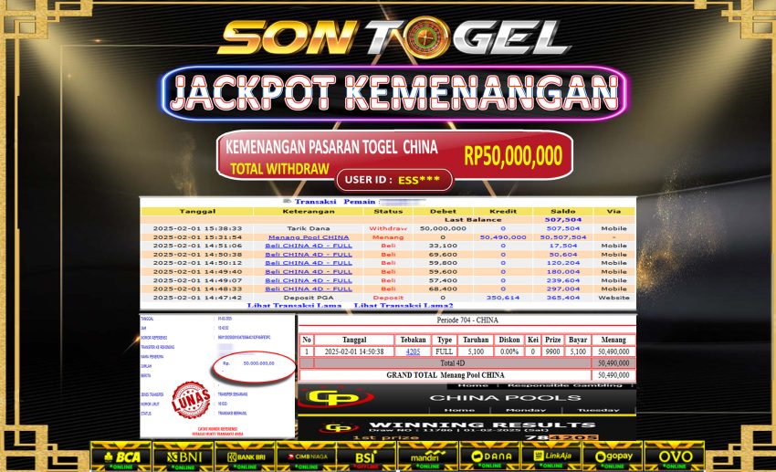 Bukti JP Sontogel kemenangan berapapun akan dibayarkan tuntas tanpa kekurangna sepersenpun langsung saja bermain disitus kami