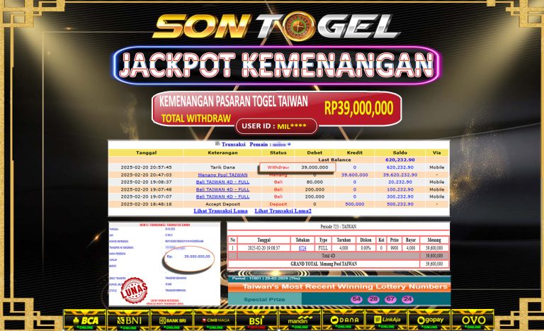 Bukti JP Sontogel kemenangan berapapun akan dibayarkan tuntas tanpa kekurangna sepersenpun langsung saja bermain disitus kami