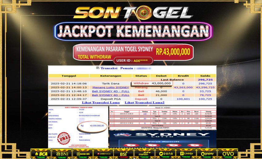 Bukti JP Sontogel kemenangan berapapun akan dibayarkan tuntas tanpa kekurangna sepersenpun langsung saja bermain disitus kami