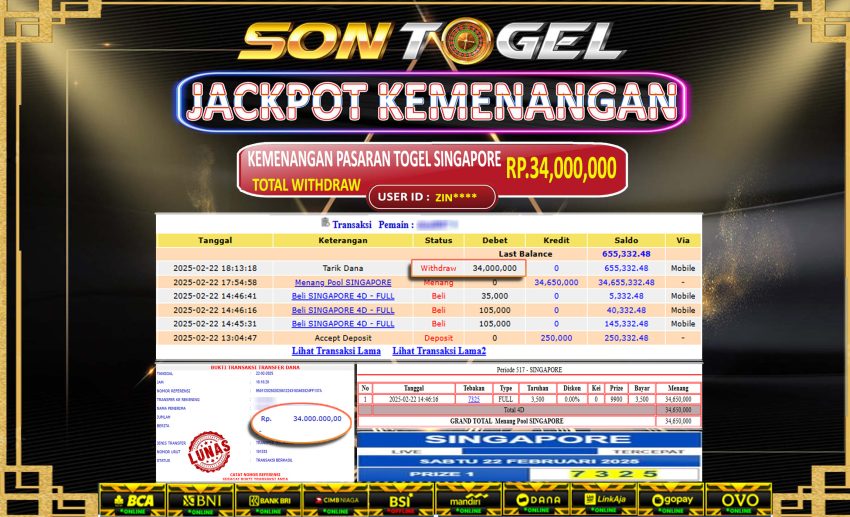 Bukti JP Sontogel kemenangan berapapun akan dibayarkan tuntas tanpa kekurangna sepersenpun langsung saja bermain disitus kami