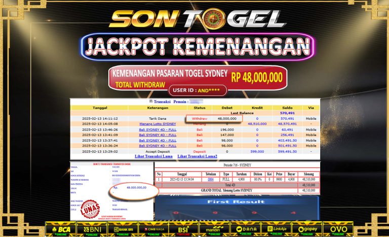 Bukti JP Sontogel kemenangan berapapun akan dibayarkan tuntas tanpa kekurangna sepersenpun langsung saja bermain disitus kami