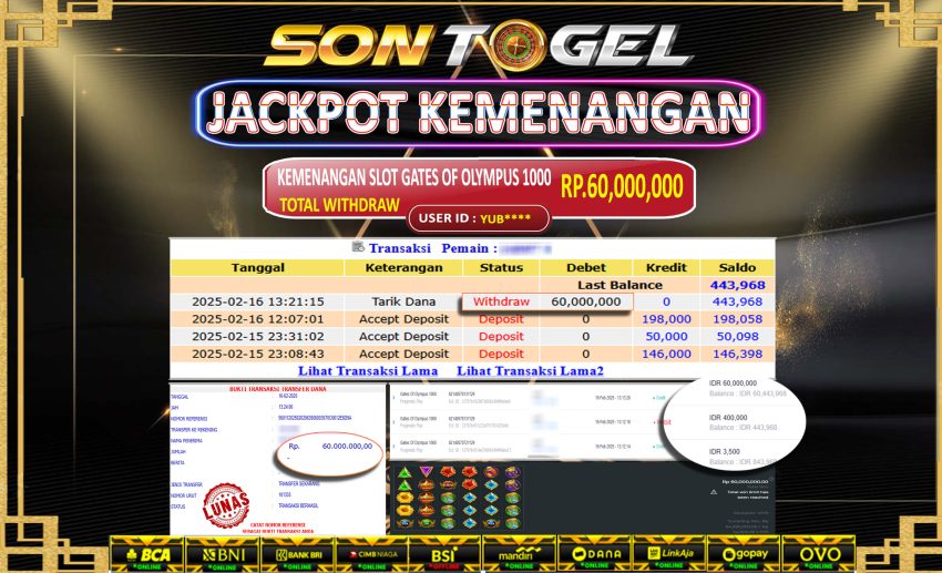 Bukti JP Sontogel kemenangan berapapun akan dibayarkan tuntas tanpa kekurangna sepersenpun langsung saja bermain disitus kami