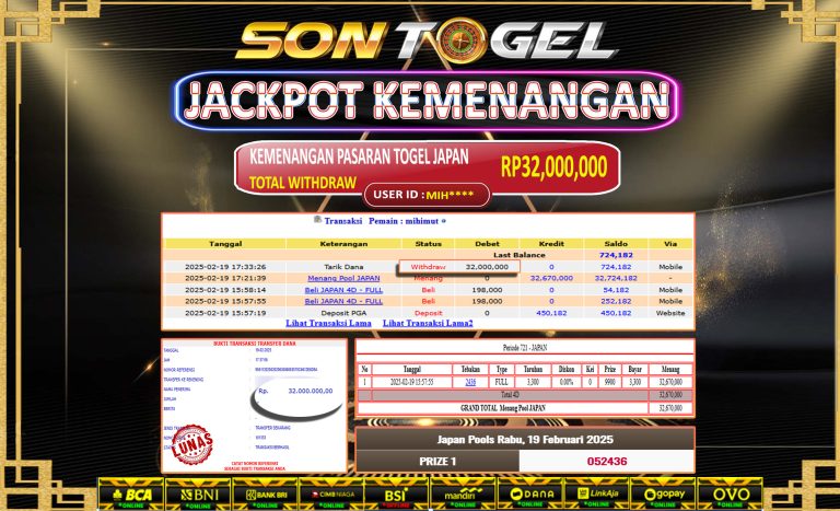 Bukti JP Sontogel kemenangan berapapun akan dibayarkan tuntas tanpa kekurangna sepersenpun langsung saja bermain disitus kami