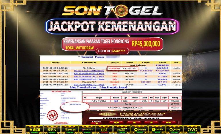 Bukti JP Sontogel kemenangan berapapun akan dibayarkan tuntas tanpa kekurangna sepersenpun langsung saja bermain disitus kami