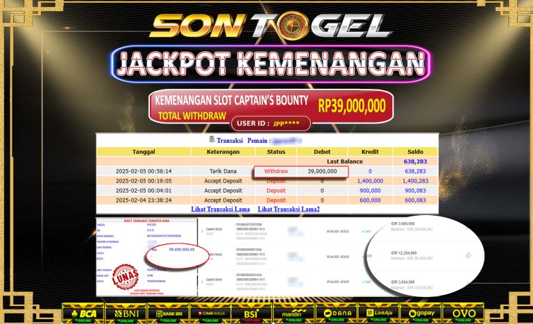 Bukti JP Sontogel kemenangan berapapun akan dibayarkan tuntas tanpa kekurangna sepersenpun langsung saja bermain disitus kami