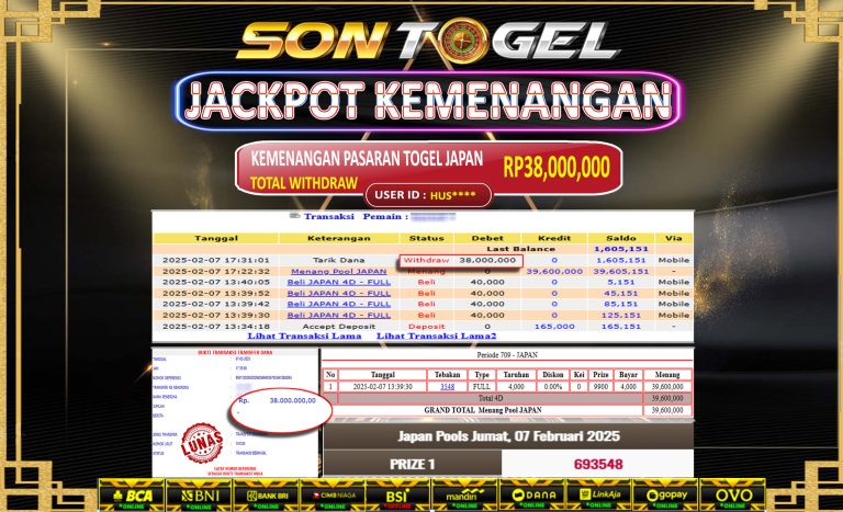 Bukti JP Sontogel kemenangan berapapun akan dibayarkan tuntas tanpa kekurangna sepersenpun langsung saja bermain disitus kami