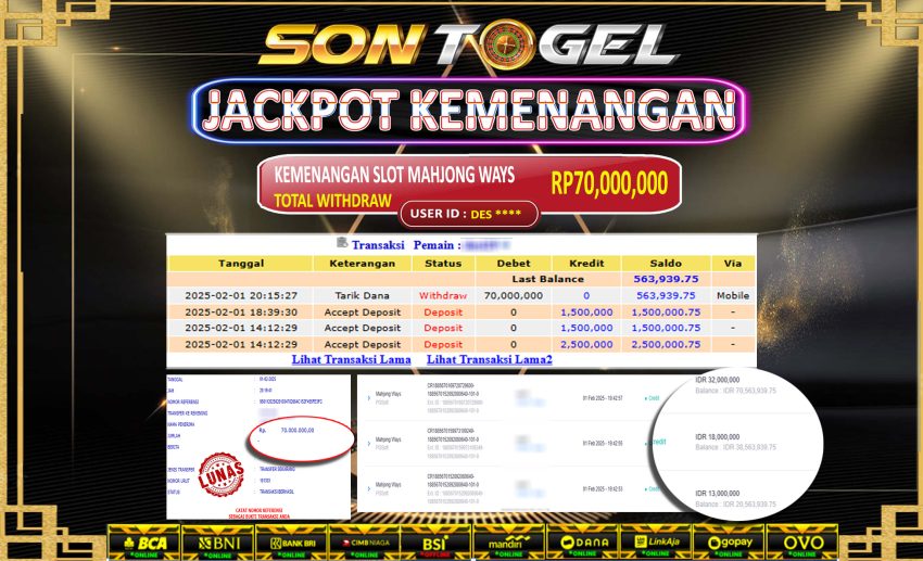 Bukti JP Sontogel kemenangan berapapun akan dibayarkan tuntas tanpa kekurangna sepersenpun langsung saja bermain disitus kami