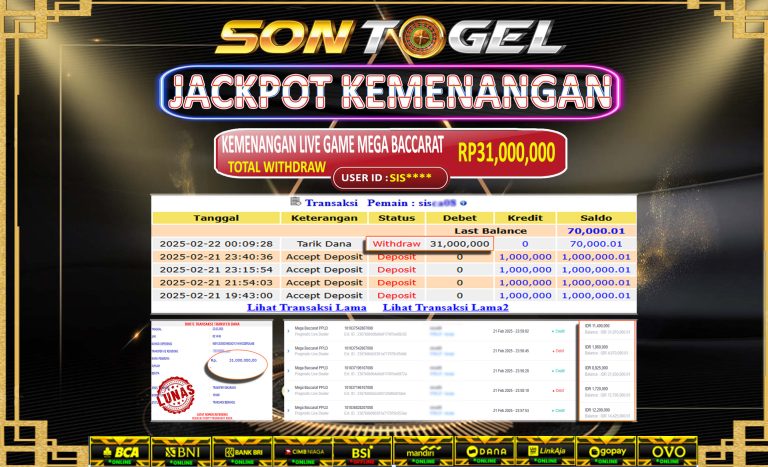 Bukti JP Sontogel kemenangan berapapun akan dibayarkan tuntas tanpa kekurangna sepersenpun langsung saja bermain disitus kami