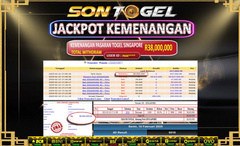 Bukti JP Sontogel kemenangan berapapun akan dibayarkan tuntas tanpa kekurangna sepersenpun langsung saja bermain disitus kami