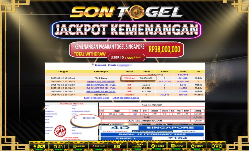 Bukti JP Sontogel kemenangan berapapun akan dibayarkan tuntas tanpa kekurangna sepersenpun langsung saja bermain disitus kami