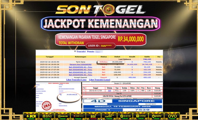 Bukti JP Sontogel kemenangan berapapun akan dibayarkan tuntas tanpa kekurangna sepersenpun langsung saja bermain disitus kami