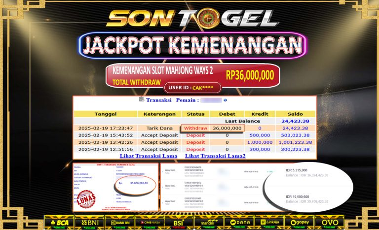 Bukti JP Sontogel kemenangan berapapun akan dibayarkan tuntas tanpa kekurangna sepersenpun langsung saja bermain disitus kami