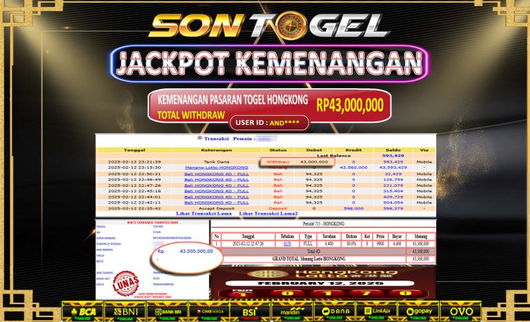 Bukti JP Sontogel kemenangan berapapun akan dibayarkan tuntas tanpa kekurangna sepersenpun langsung saja bermain disitus kami