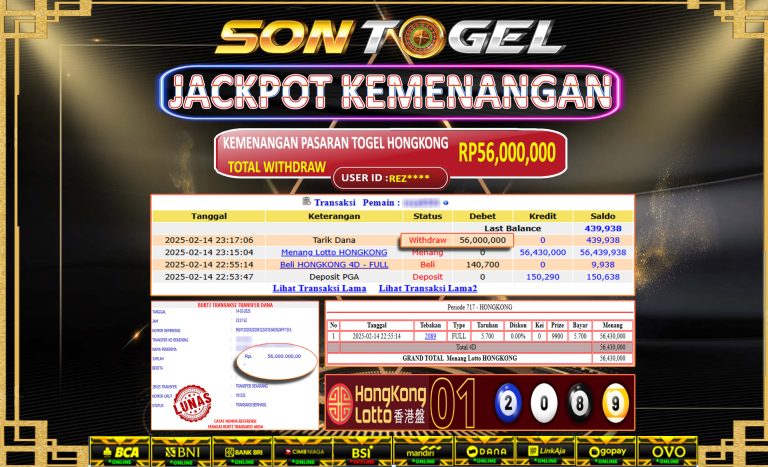 Bukti JP Sontogel kemenangan berapapun akan dibayarkan tuntas tanpa kekurangna sepersenpun langsung saja bermain disitus kami