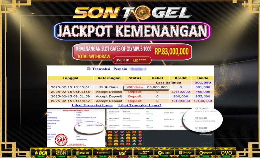 Bukti JP Sontogel kemenangan berapapun akan dibayarkan tuntas tanpa kekurangna sepersenpun langsung saja bermain disitus kami