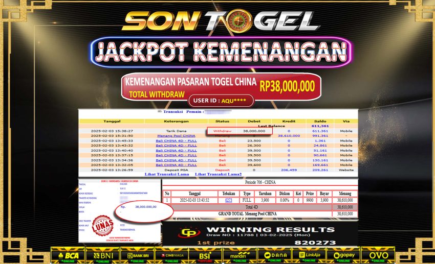 Bukti JP Sontogel kemenangan berapapun akan dibayarkan tuntas tanpa kekurangna sepersenpun langsung saja bermain disitus kami