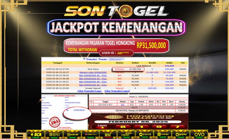 Bukti JP Sontogel kemenangan berapapun akan dibayarkan tuntas tanpa kekurangna sepersenpun langsung saja bermain disitus kami