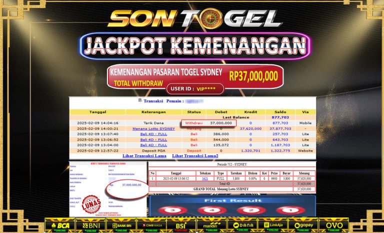 Bukti JP Sontogel kemenangan berapapun akan dibayarkan tuntas tanpa kekurangna sepersenpun langsung saja bermain disitus kami