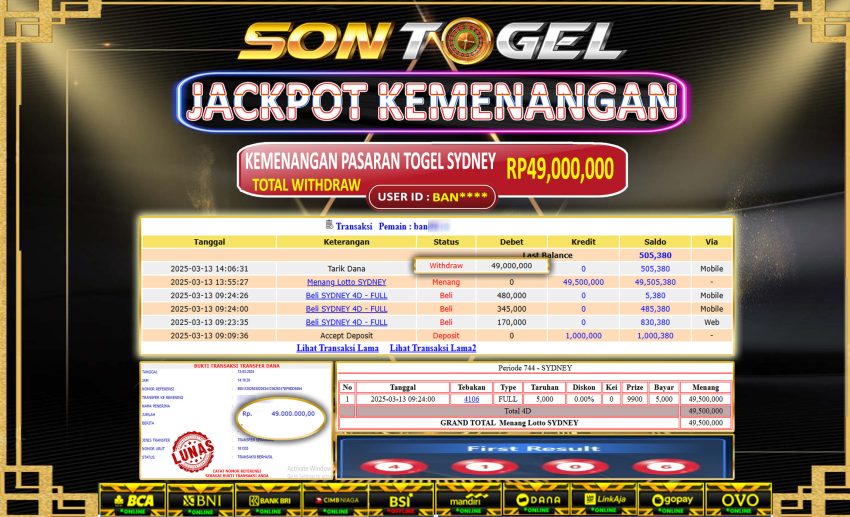 Bukti JP Sontogel kemenangan berapapun akan dibayarkan tuntas tanpa kekurangna sepersenpun langsung saja bermain disitus kami