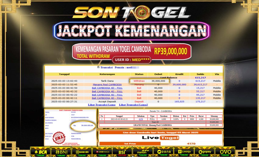 Bukti JP Sontogel kemenangan berapapun akan dibayarkan tuntas tanpa kekurangna sepersenpun langsung saja bermain disitus kami