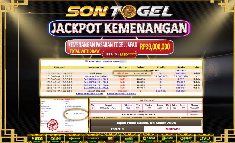 Bukti JP Sontogel kemenangan berapapun akan dibayarkan tuntas tanpa kekurangna sepersenpun langsung saja bermain disitus kami