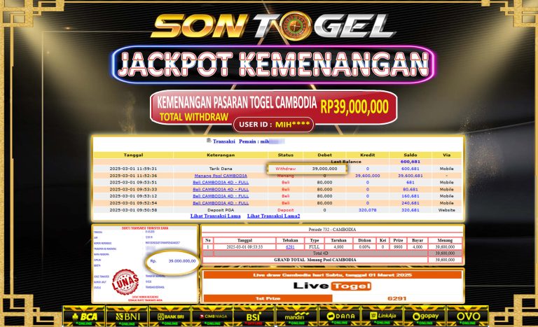 Bukti JP Sontogel kemenangan berapapun akan dibayarkan tuntas tanpa kekurangna sepersenpun langsung saja bermain disitus kami