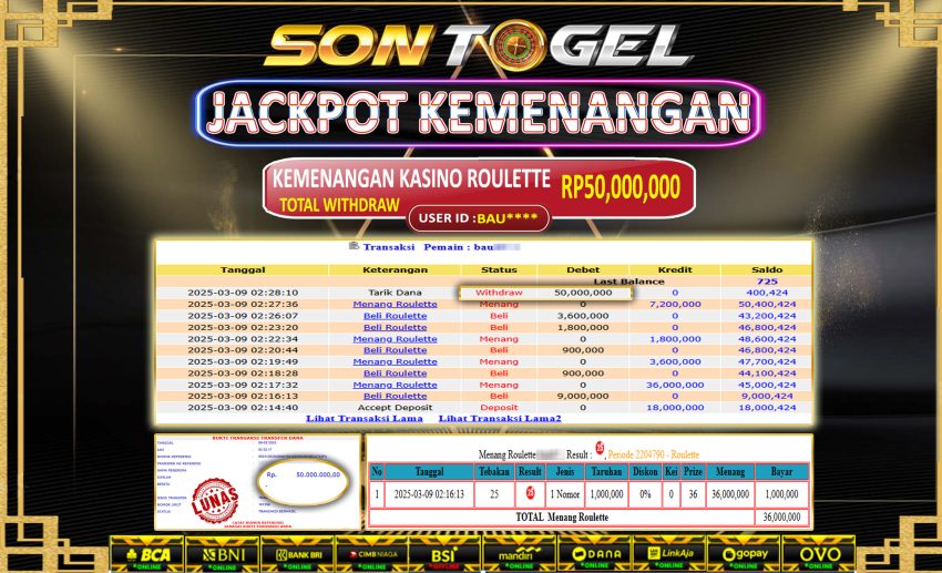 Bukti JP Sontogel kemenangan berapapun akan dibayarkan tuntas tanpa kekurangna sepersenpun langsung saja bermain disitus kami