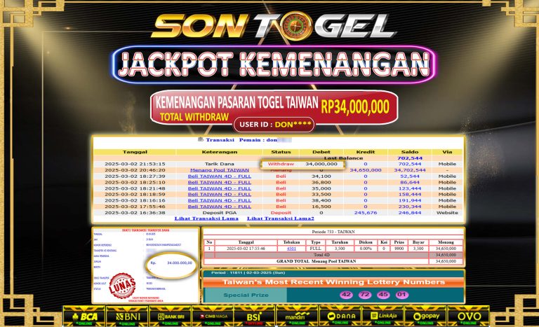 Bukti JP Sontogel kemenangan berapapun akan dibayarkan tuntas tanpa kekurangna sepersenpun langsung saja bermain disitus kami