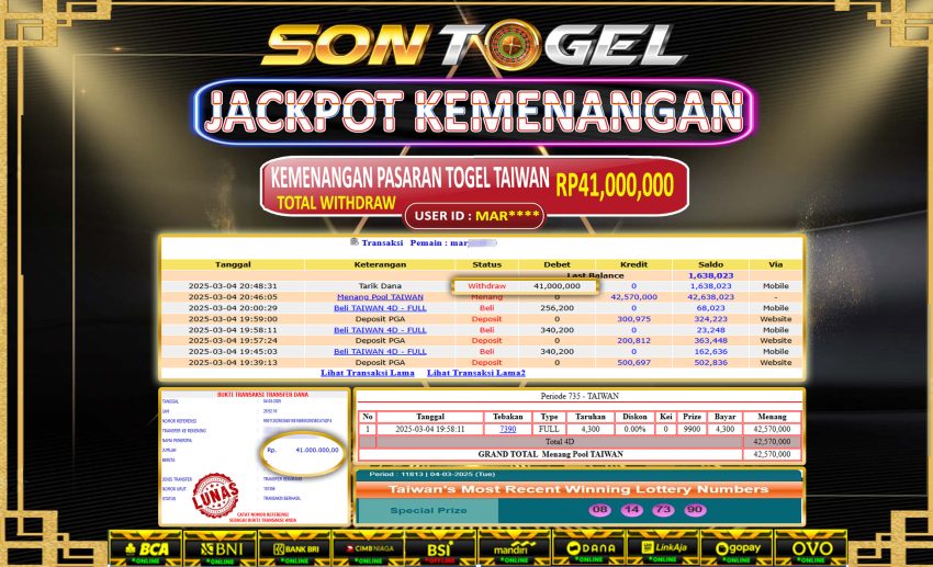 Bukti JP Sontogel kemenangan berapapun akan dibayarkan tuntas tanpa kekurangna sepersenpun langsung saja bermain disitus kami