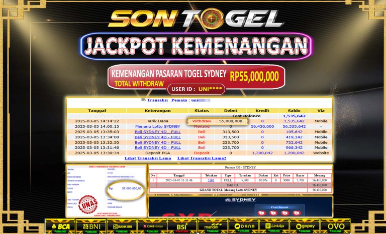 Bukti JP Sontogel kemenangan berapapun akan dibayarkan tuntas tanpa kekurangna sepersenpun langsung saja bermain disitus kami