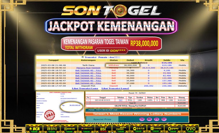 Bukti JP Sontogel kemenangan berapapun akan dibayarkan tuntas tanpa kekurangna sepersenpun langsung saja bermain disitus kami