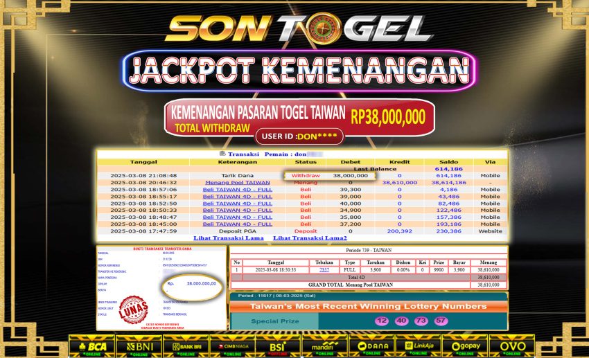 Bukti JP Sontogel kemenangan berapapun akan dibayarkan tuntas tanpa kekurangna sepersenpun langsung saja bermain disitus kami